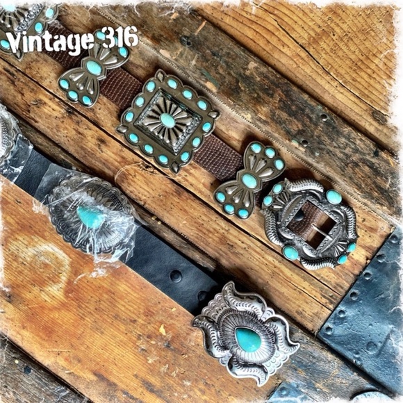 Last One - Genuine Leather Black Concho Belt - Picture 3 of 8